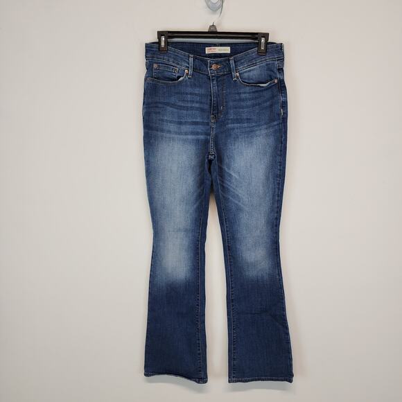 Levi Strauss Mid Rise Bootcut Jeans Size 29x31 Medium Wash Distressed Stretch - Picture 1 of 14